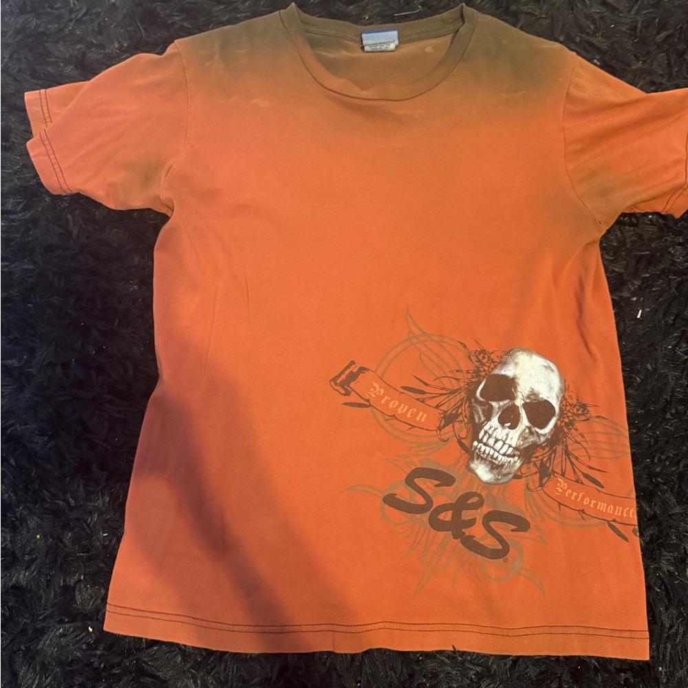 Orange Skull Graphic T-Shirt